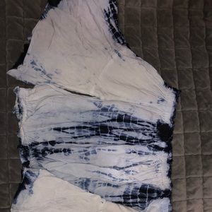 White and blue tie-dye shirt